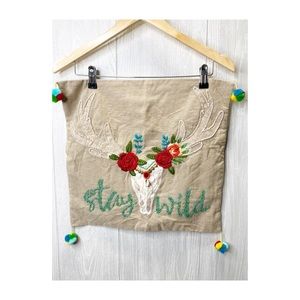 Boho Pom Pom Embroidered Pillow Case